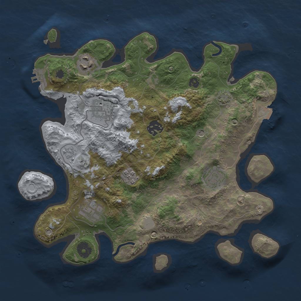 Rust Map: Procedural Map, Size: 3000, Seed: 143175, 13 Monuments
