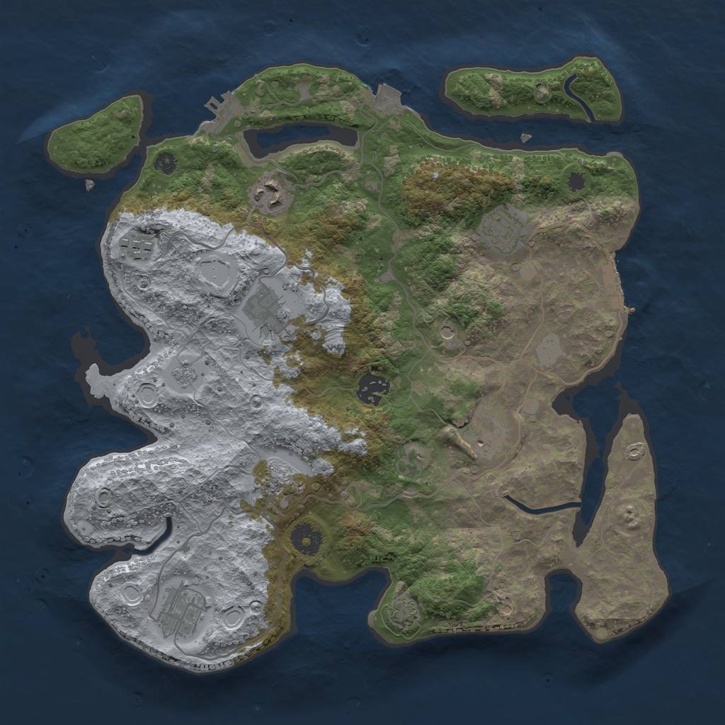 Rust Map: Procedural Map, Size: 3450, Seed: 14240215, 16 Monuments