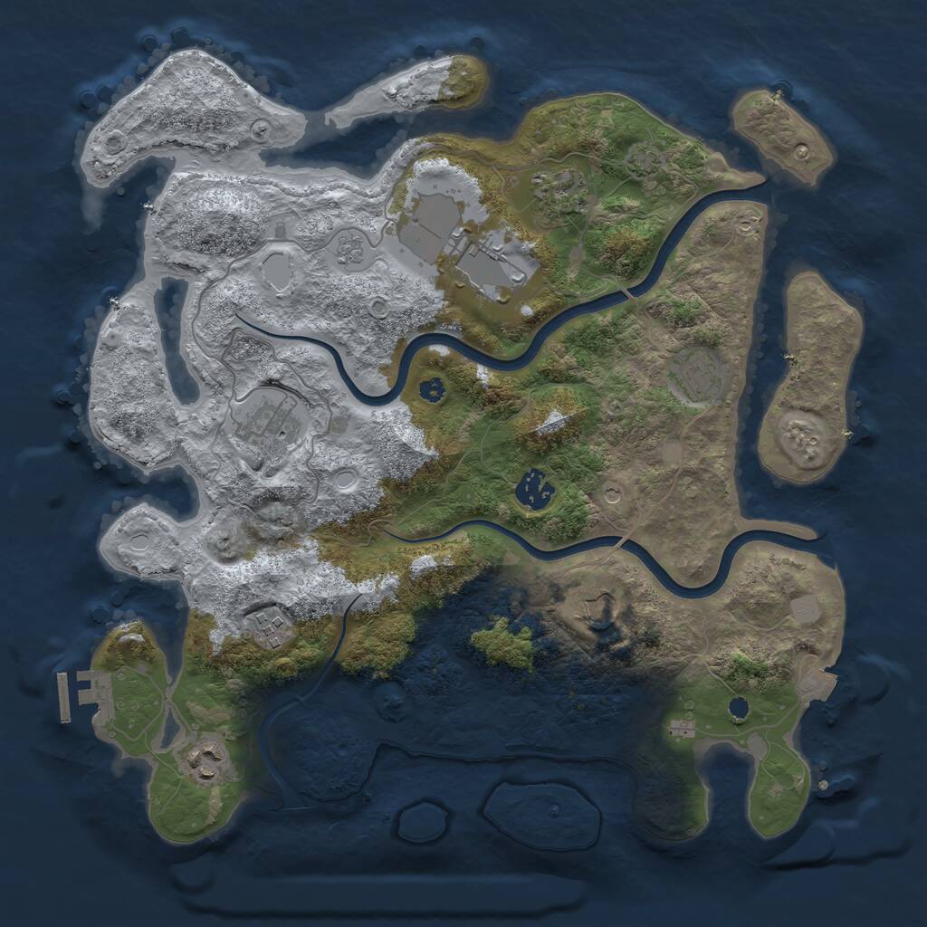 Rust Map: Procedural Map, Size: 3700, Seed: 1318715391, 13 Monuments