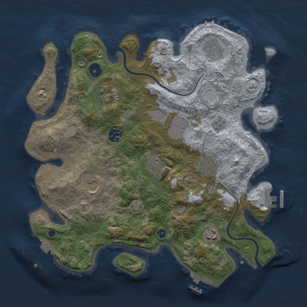 Rust Map: Procedural Map, Size: 3500, Seed: 32819, 15 Monuments