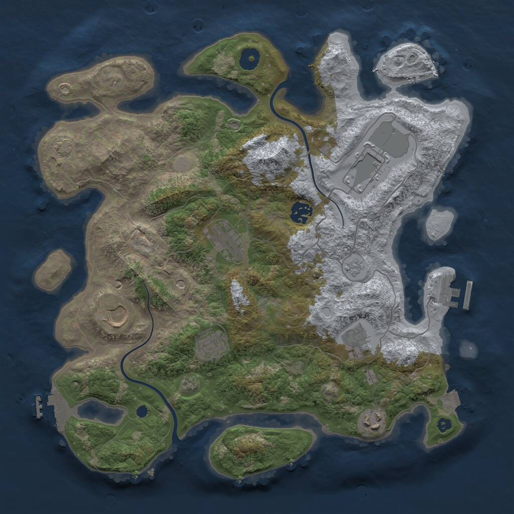 Rust Map: Procedural Map, Size: 3600, Seed: 801777895, 13 Monuments