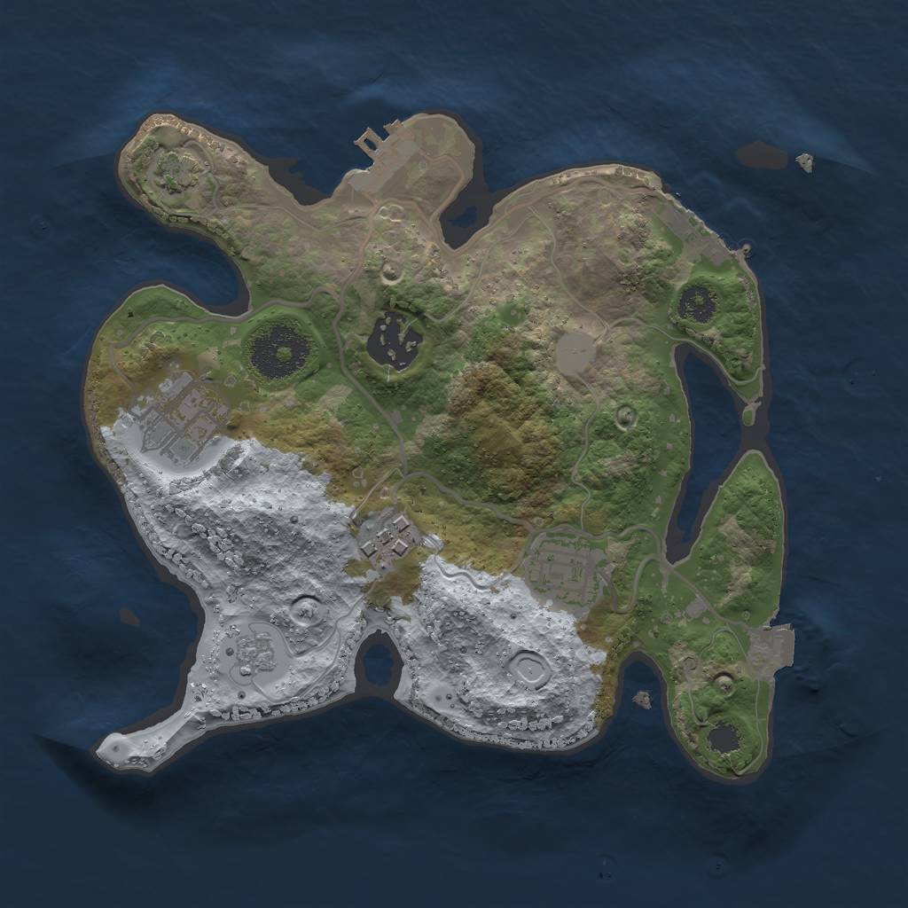 Rust Map: Procedural Map, Size: 2500, Seed: 1492057813, 11 Monuments