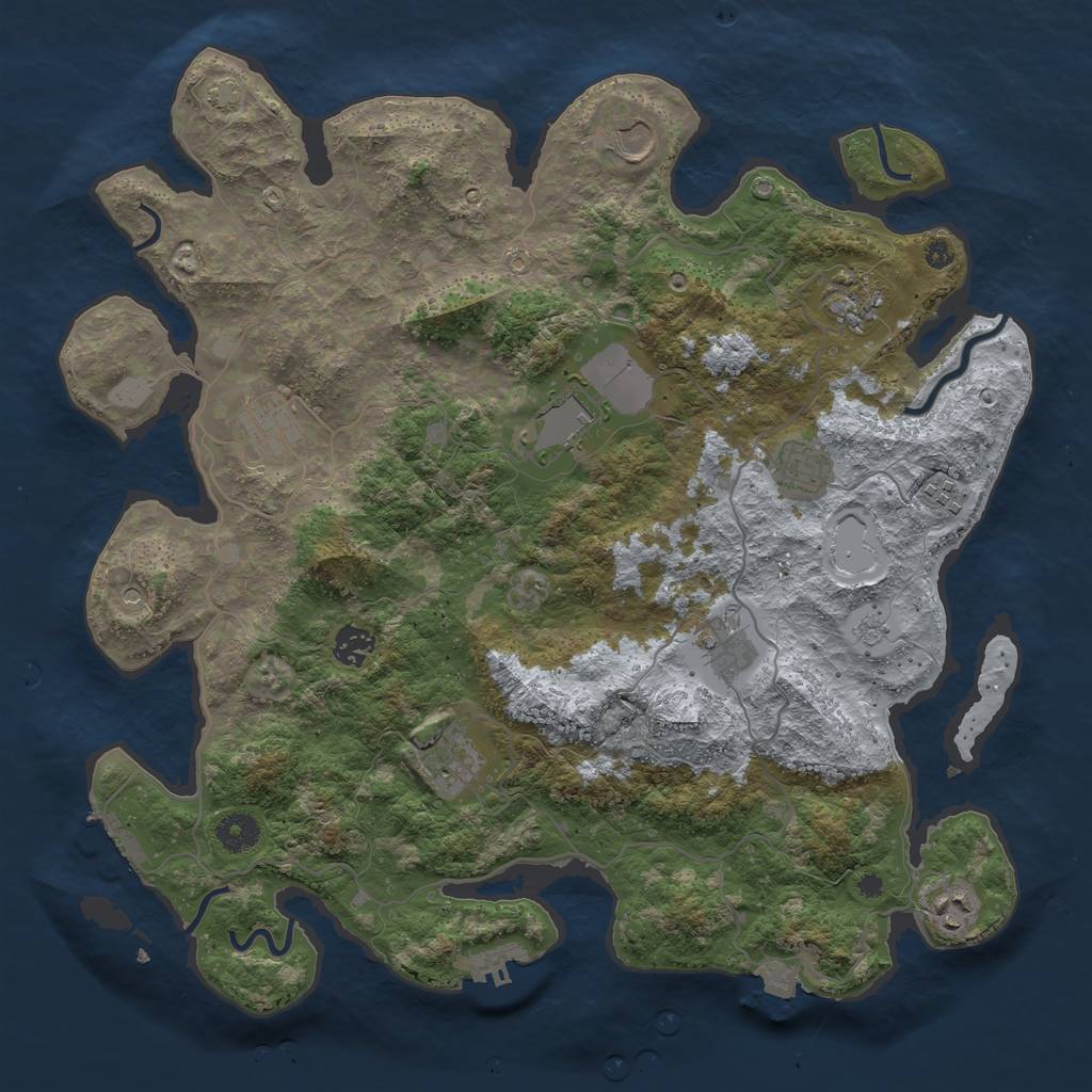 Rust Map: Procedural Map, Size: 4000, Seed: 77092735, 18 Monuments