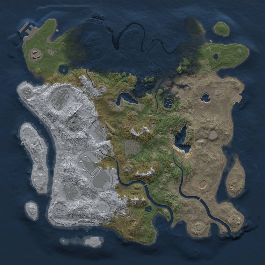 Rust Map: Procedural Map, Size: 4000, Seed: 92836157, 17 Monuments