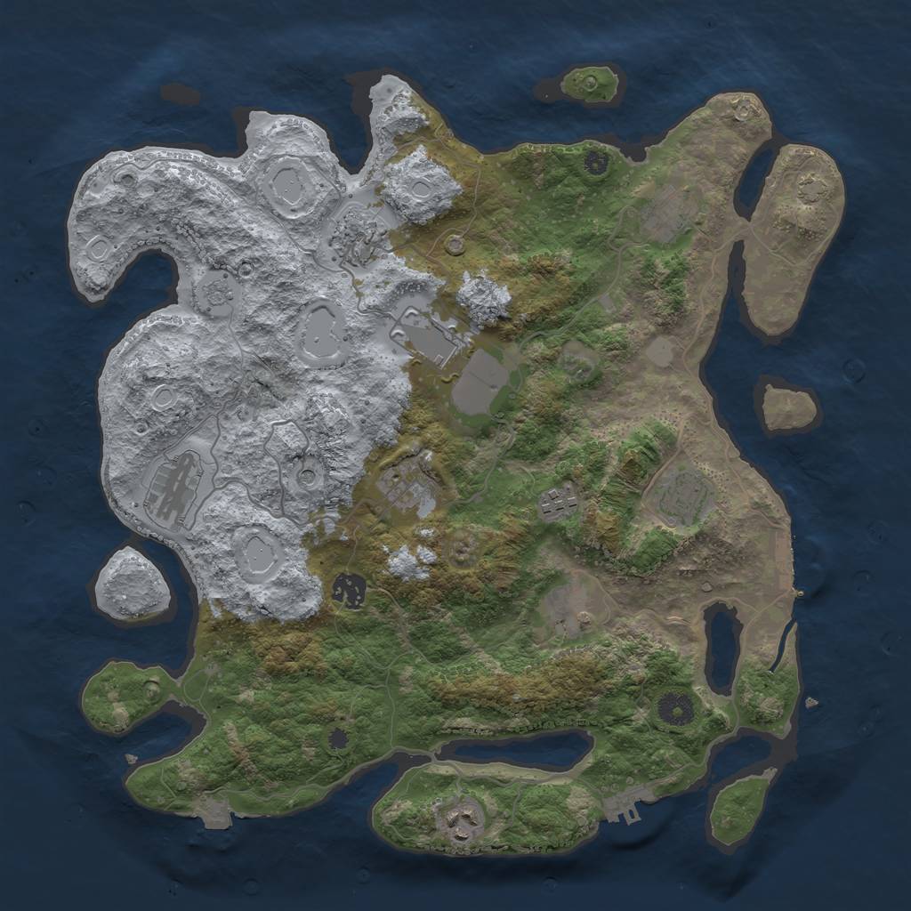 Rust Map: Procedural Map, Size: 3850, Seed: 15533681, 18 Monuments