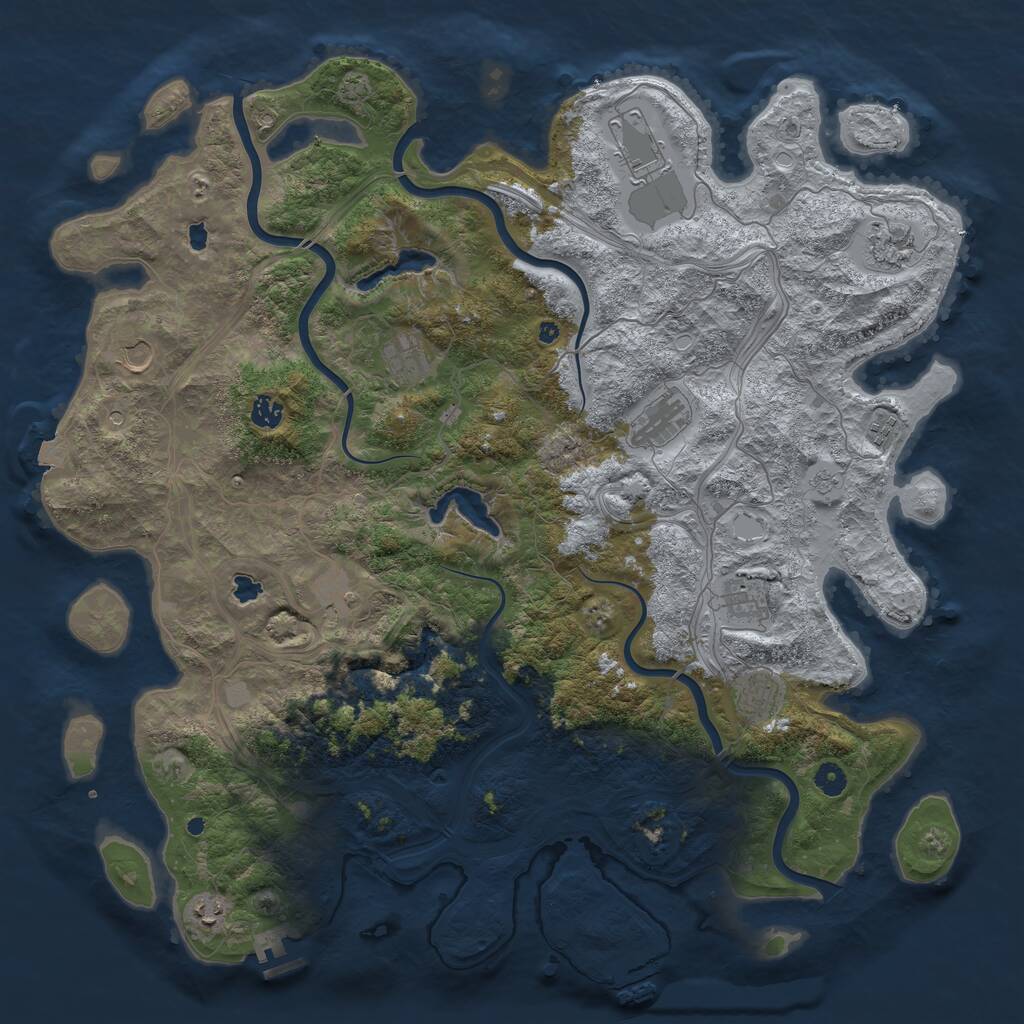 Rust Map: Procedural Map, Size: 4800, Seed: 1957963492, 17 Monuments