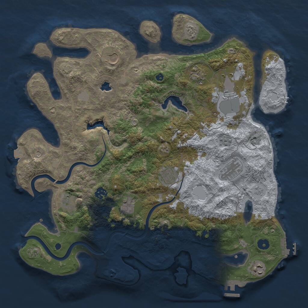 Rust Map: Procedural Map, Size: 4000, Seed: 2031476874, 16 Monuments