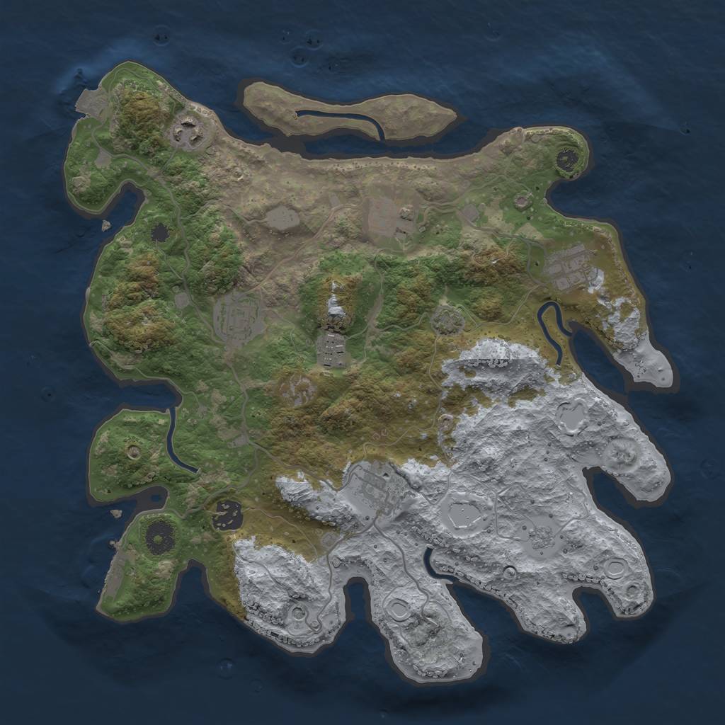 Rust Map: Procedural Map, Size: 3450, Seed: 97188249, 14 Monuments
