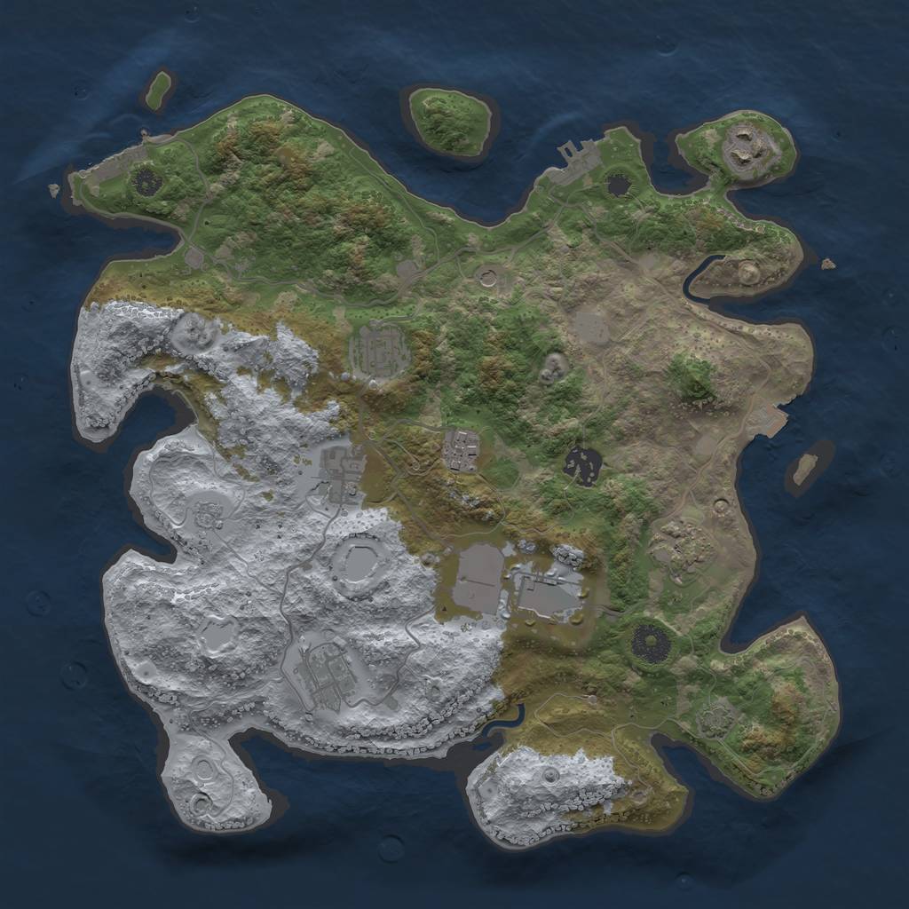 Rust Map: Procedural Map, Size: 3500, Seed: 6638263, 16 Monuments