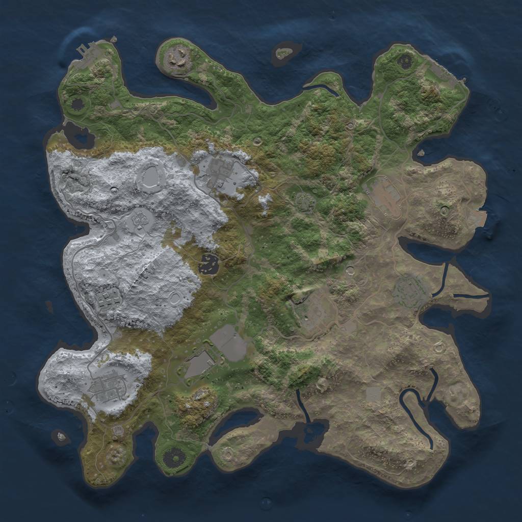 Rust Map: Procedural Map, Size: 3700, Seed: 252022681, 17 Monuments