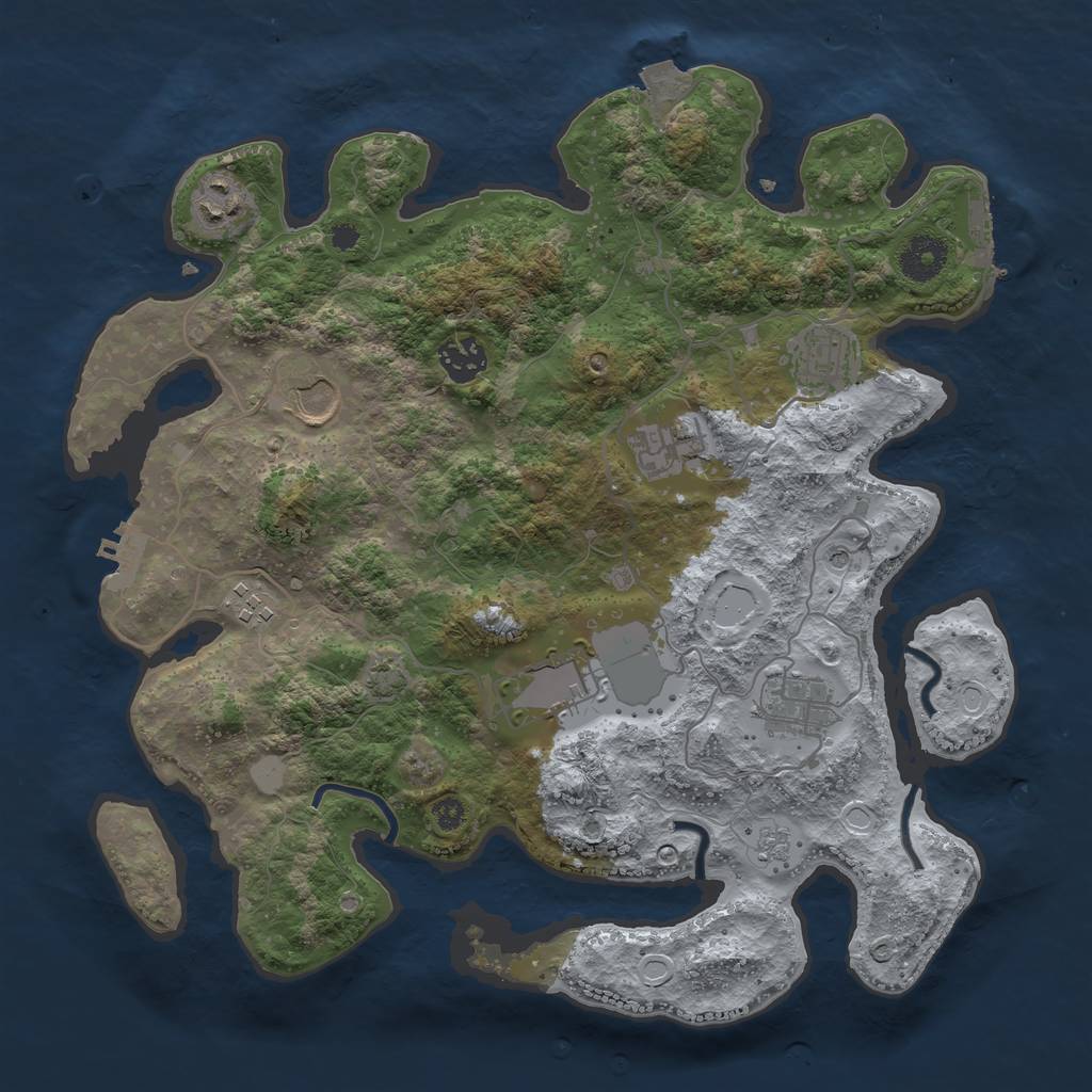 Rust Map: Procedural Map, Size: 3500, Seed: 72823452, 16 Monuments