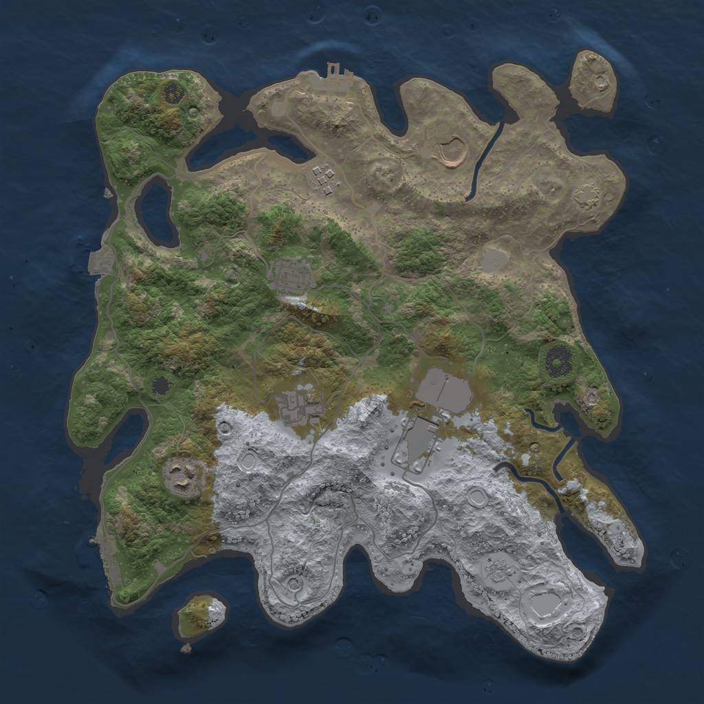 Rust Map: Procedural Map, Size: 3500, Seed: 807238309, 14 Monuments
