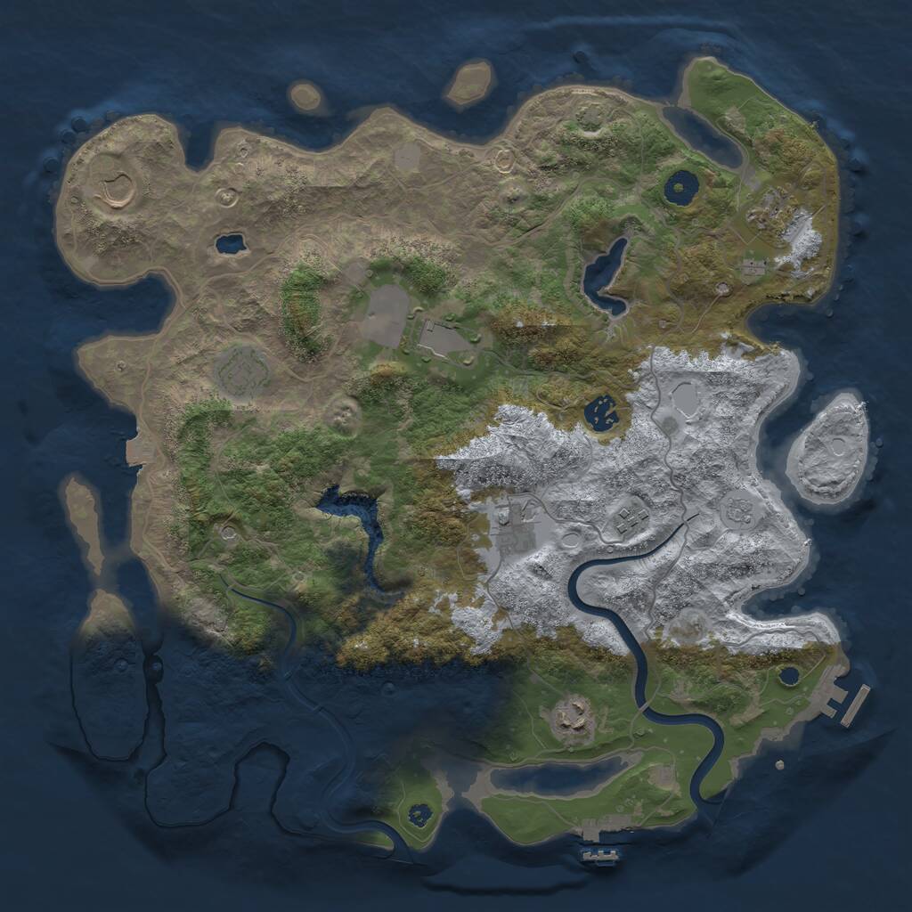 Rust Map: Procedural Map, Size: 4000, Seed: 2001164276, 14 Monuments