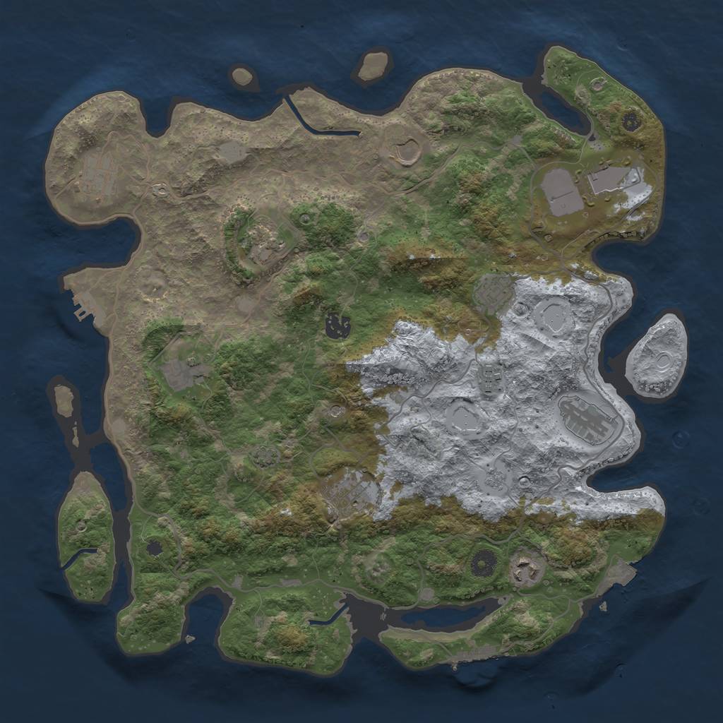 Rust Map: Procedural Map, Size: 4000, Seed: 2001164276, 19 Monuments