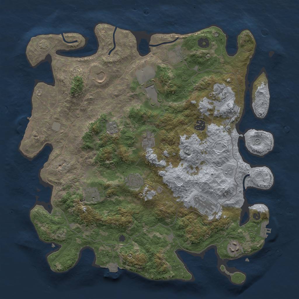 Rust Map: Procedural Map, Size: 4000, Seed: 7737554, 19 Monuments