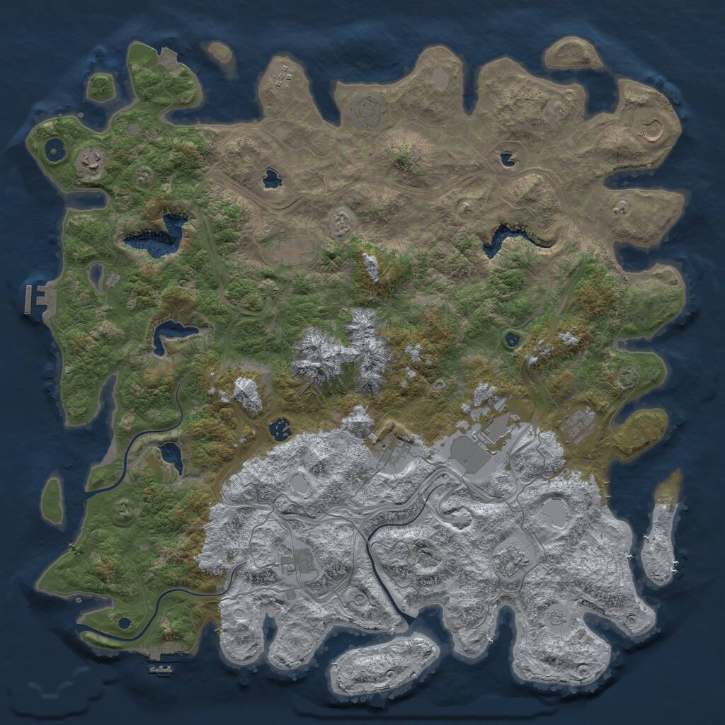Rust Map: Procedural Map, Size: 5000, Seed: 745326, 17 Monuments
