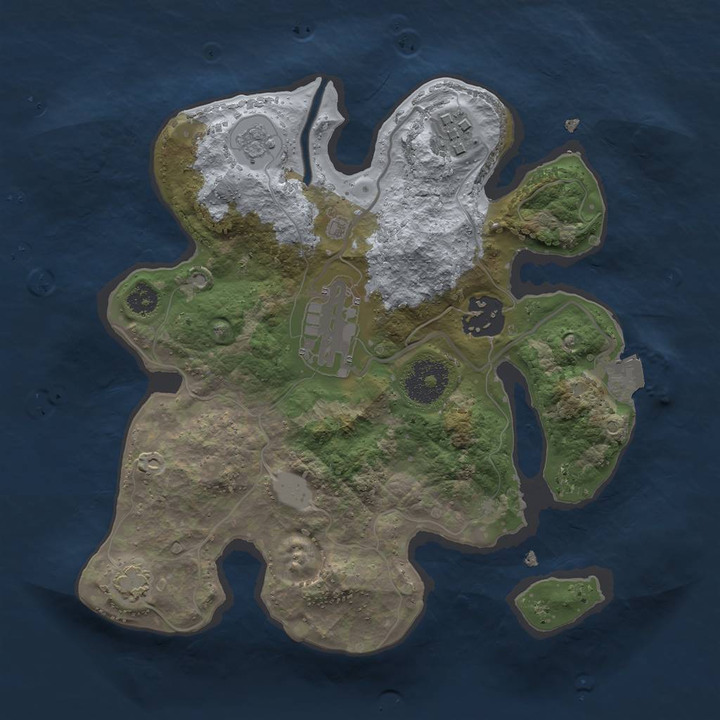 Rust Map: Procedural Map, Size: 2499, Seed: 2115353398, 8 Monuments