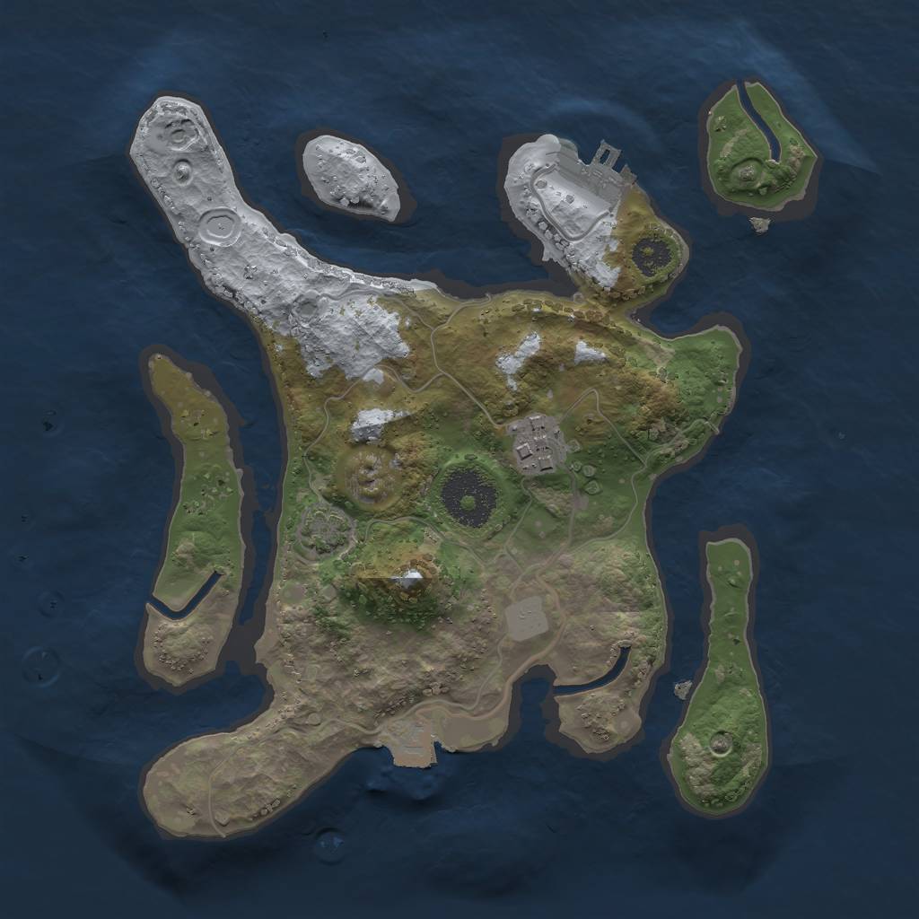 Rust Map: Procedural Map, Size: 2500, Seed: 7333, 6 Monuments