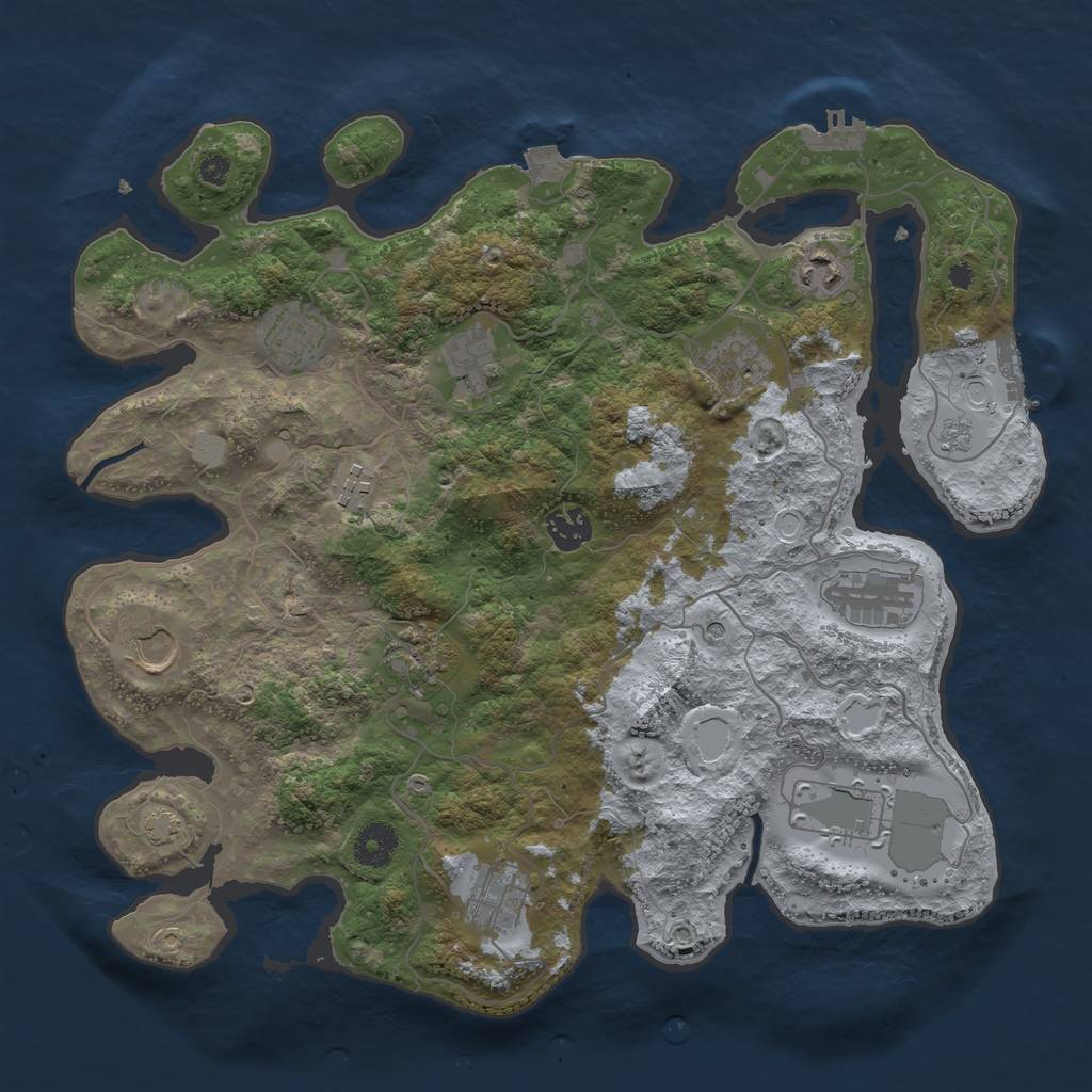 Rust Map: Procedural Map, Size: 3700, Seed: 404365168, 19 Monuments