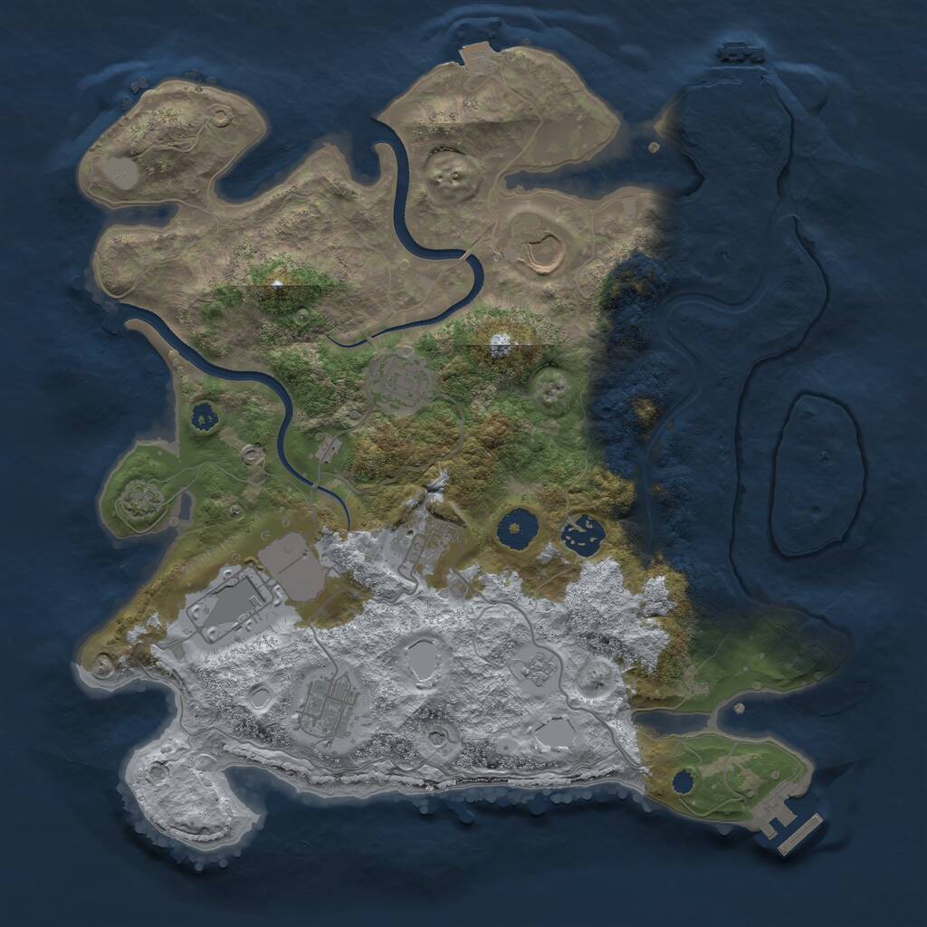 Rust Map: Procedural Map, Size: 3500, Seed: 1502677797, 12 Monuments