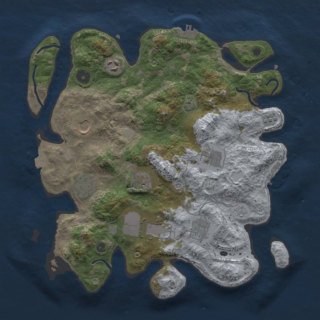 Rust Map: Procedural Map, Size: 3500, Seed: 22658, 16 Monuments