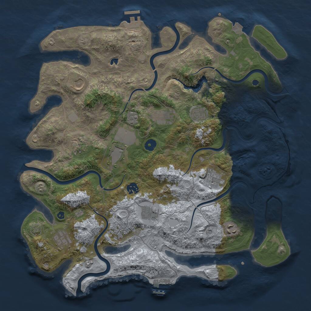 Rust Map: Procedural Map, Size: 4050, Seed: 64654560, 17 Monuments