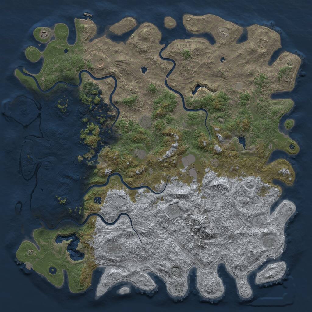Rust Map: Procedural Map, Size: 6000, Seed: 1874426320, 17 Monuments