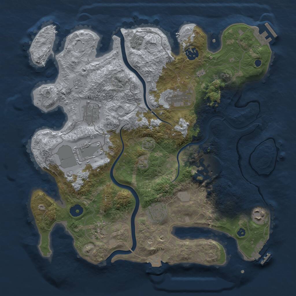 Rust Map: Procedural Map, Size: 3500, Seed: 193950135, 15 Monuments