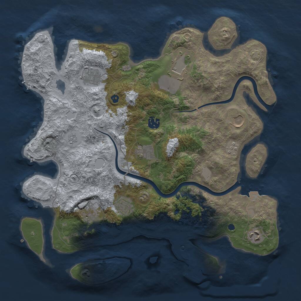Rust Map: Procedural Map, Size: 3700, Seed: 64438512, 14 Monuments