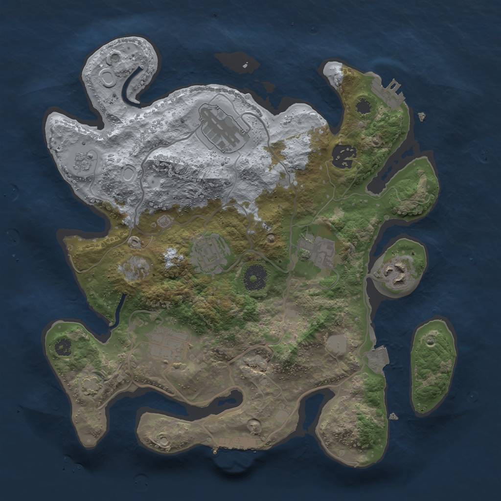 Rust Map: Procedural Map, Size: 3000, Seed: 1023053514, 13 Monuments