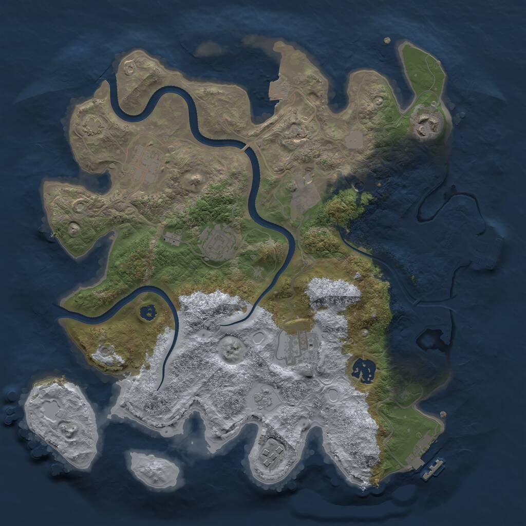 Rust Map: Procedural Map, Size: 3250, Seed: 502260142, 13 Monuments