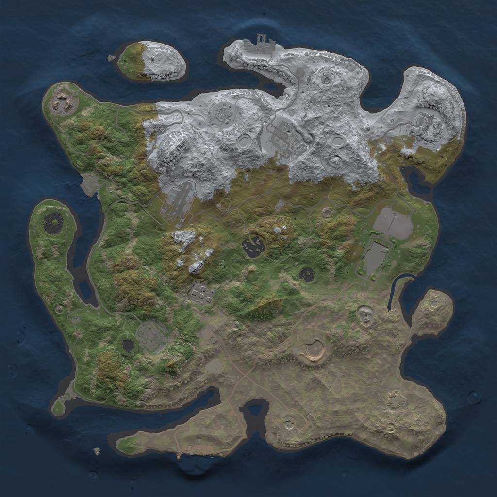 Rust Map: Procedural Map, Size: 3500, Seed: 1240837714, 17 Monuments
