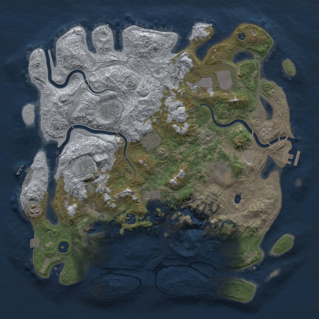 Rust Map: Procedural Map, Size: 4250, Seed: 346970100, 16 Monuments