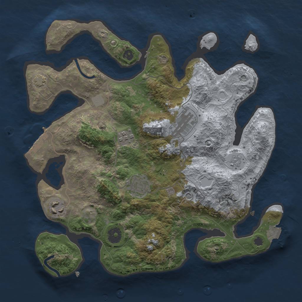Rust Map: Procedural Map, Size: 3000, Seed: 17173, 11 Monuments