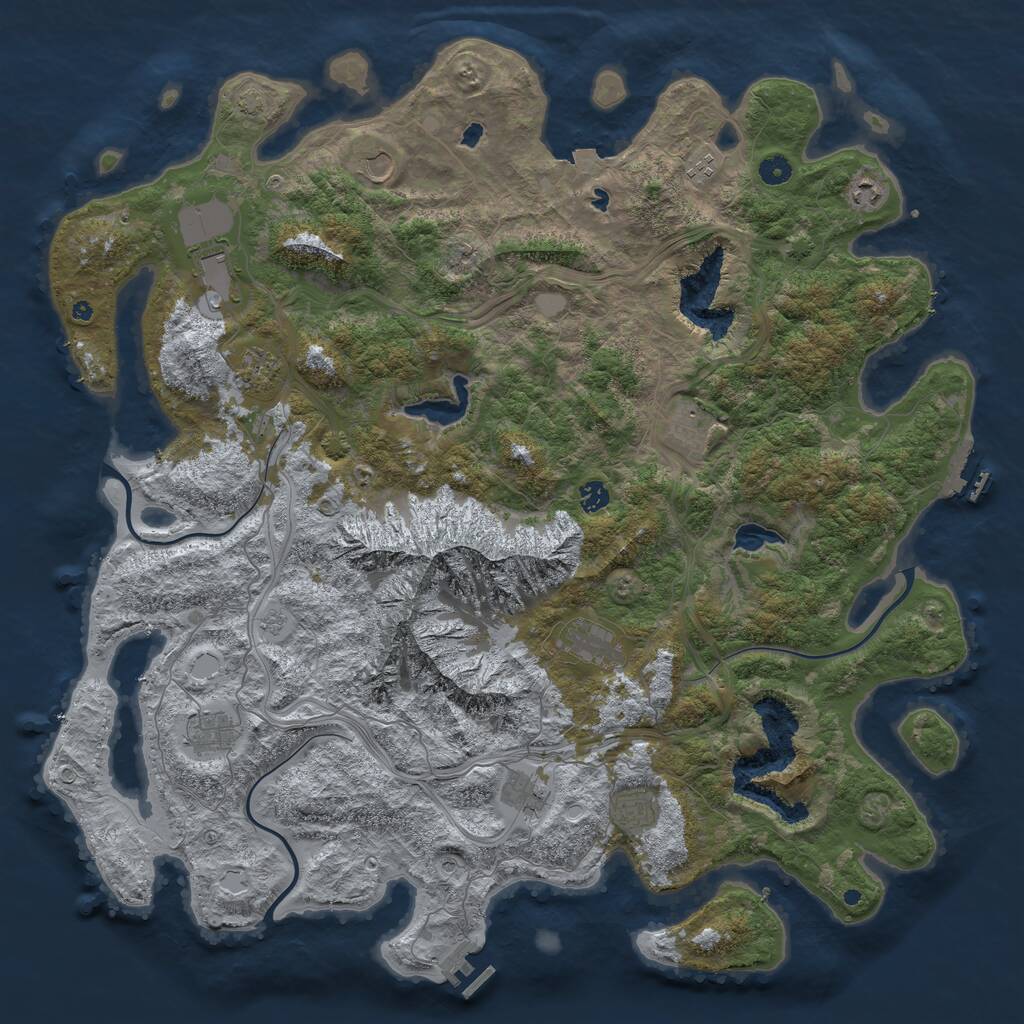 Rust Map: Procedural Map, Size: 5000, Seed: 673055278, 17 Monuments
