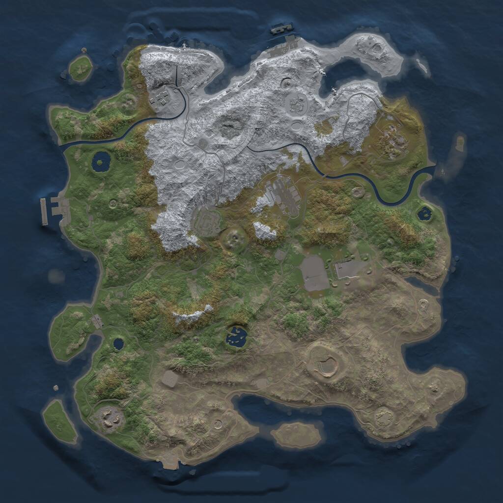 Rust Map: Procedural Map, Size: 3750, Seed: 5, 14 Monuments