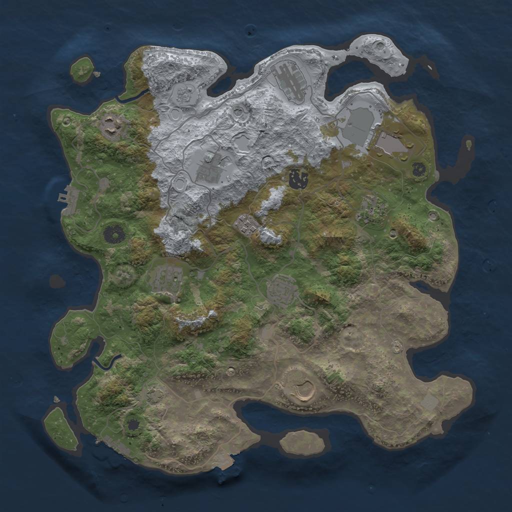 Rust Map: Procedural Map, Size: 3750, Seed: 5, 18 Monuments