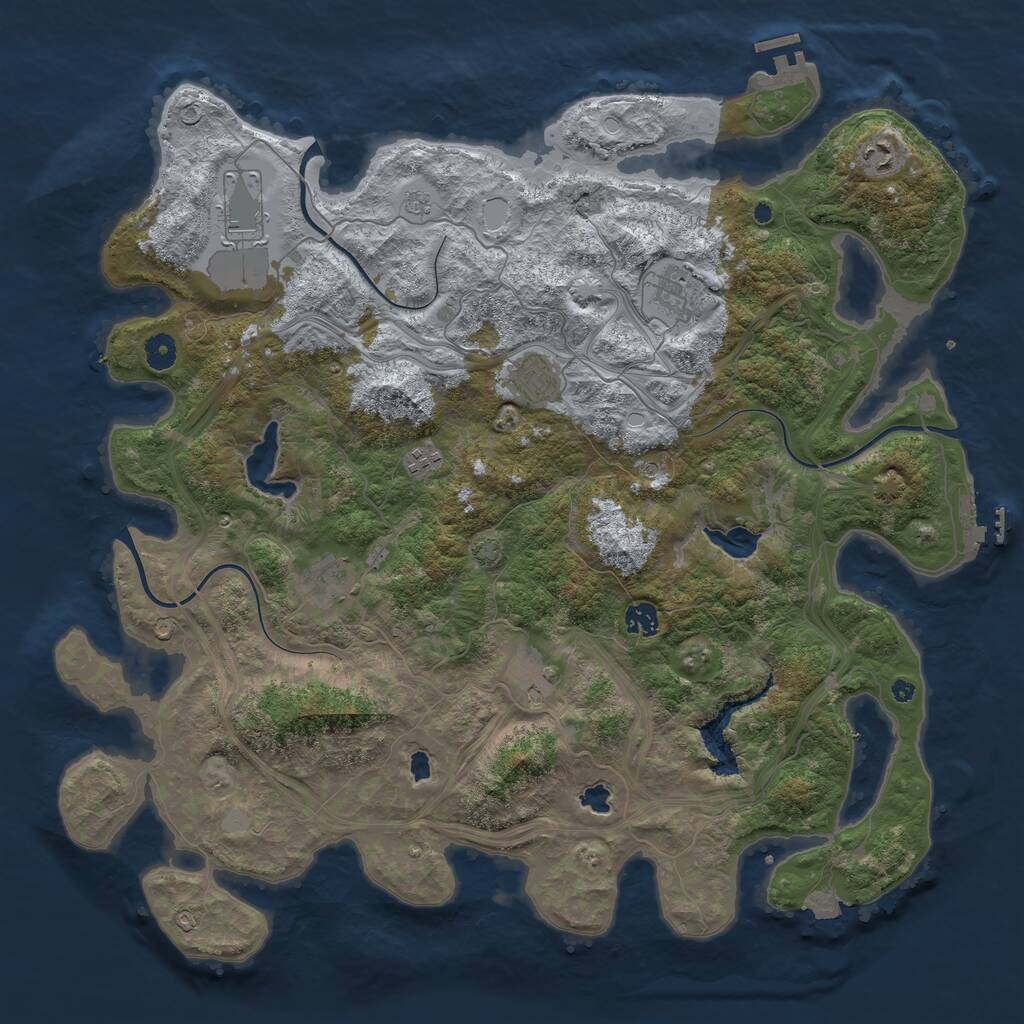 Rust Map: Procedural Map, Size: 4500, Seed: 4754, 14 Monuments