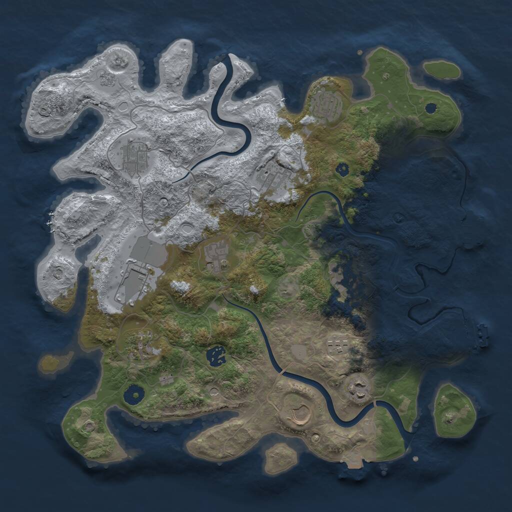 Rust Map: Procedural Map, Size: 3800, Seed: 636940672, 17 Monuments