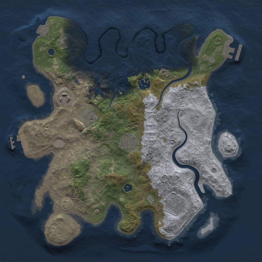 Rust Map: Procedural Map, Size: 3200, Seed: 585336259, 12 Monuments