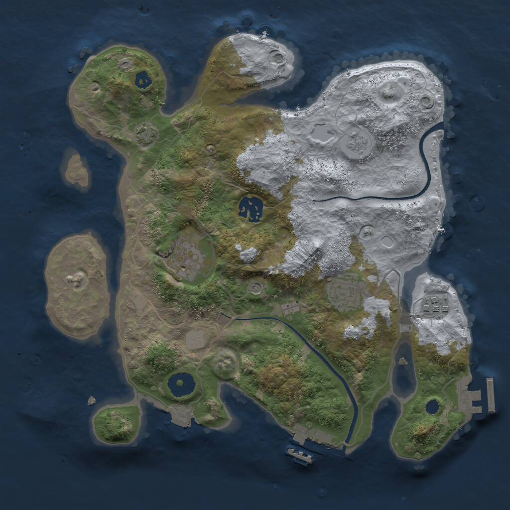 Rust Map: Procedural Map, Size: 3000, Seed: 17476, 10 Monuments