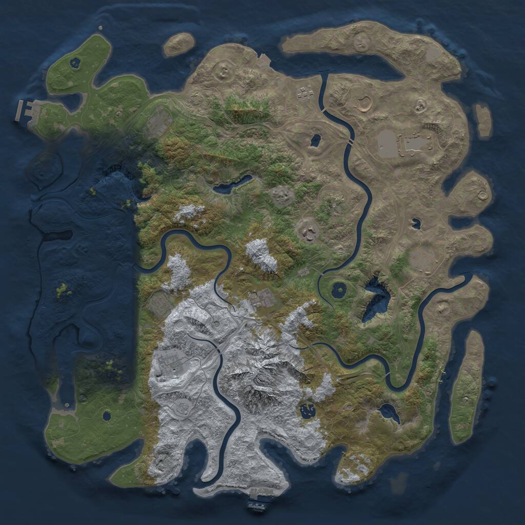Rust Map: Procedural Map, Size: 5000, Seed: 408310555, 17 Monuments