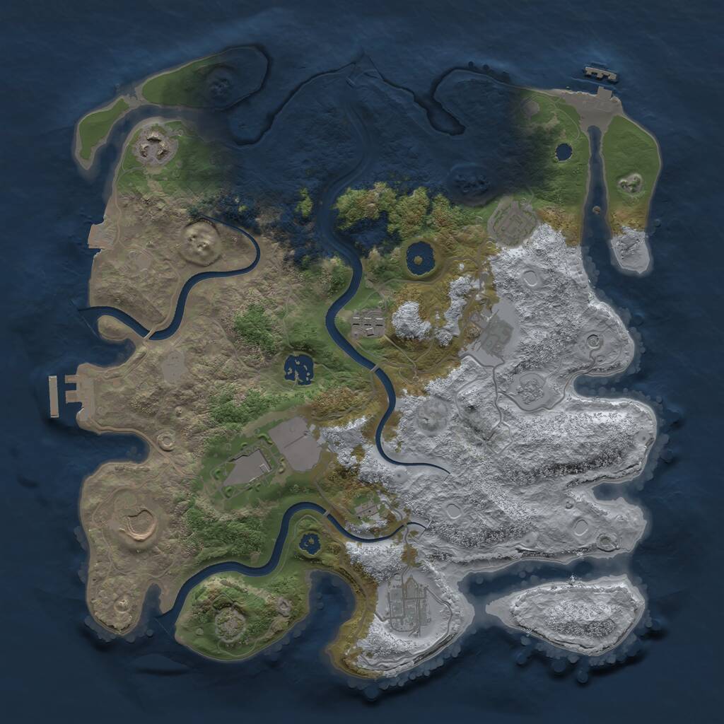 Rust Map: Procedural Map, Size: 3500, Seed: 513438942, 14 Monuments