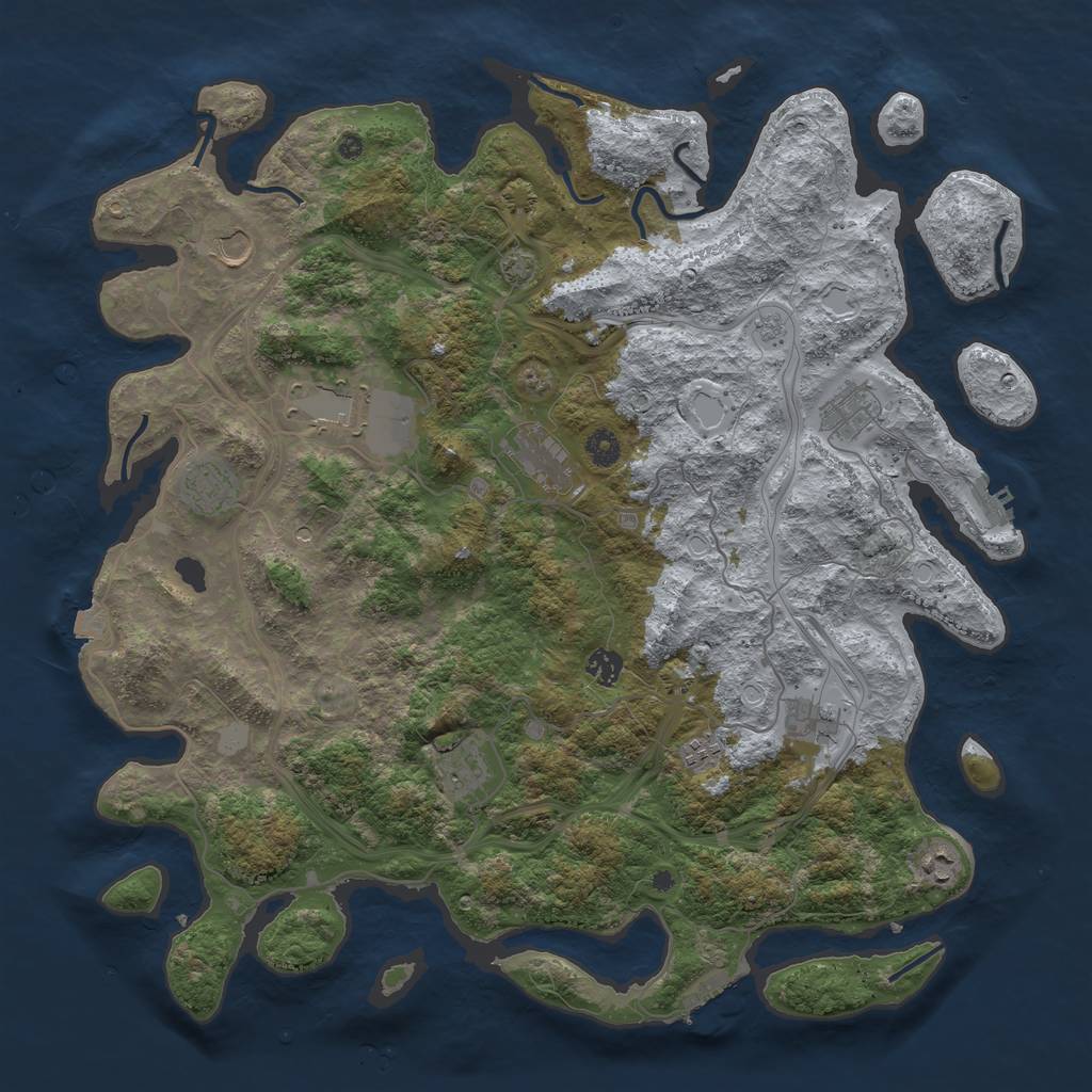 Rust Map: Procedural Map, Size: 4500, Seed: 295594089, 18 Monuments