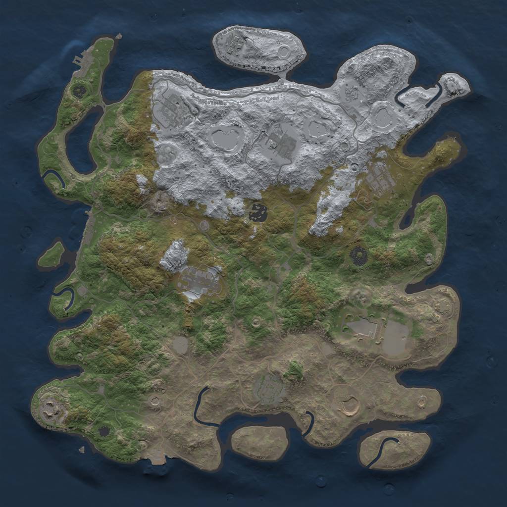 Rust Map: Procedural Map, Size: 4000, Seed: 54385731, 18 Monuments