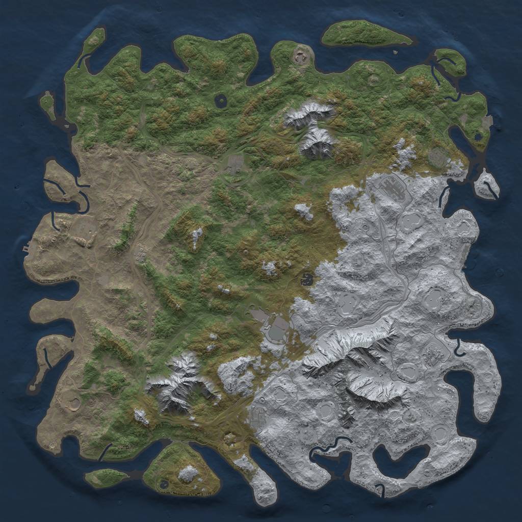 Rust Map: Procedural Map, Size: 6000, Seed: 729867466, 19 Monuments