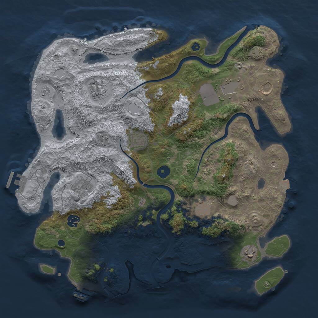 Rust Map: Procedural Map, Size: 3800, Seed: 90818875, 15 Monuments