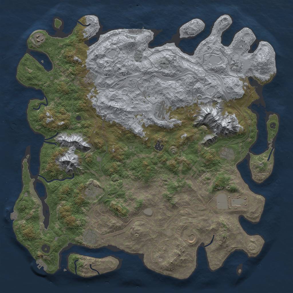 Rust Map: Procedural Map, Size: 5000, Seed: 664644, 19 Monuments