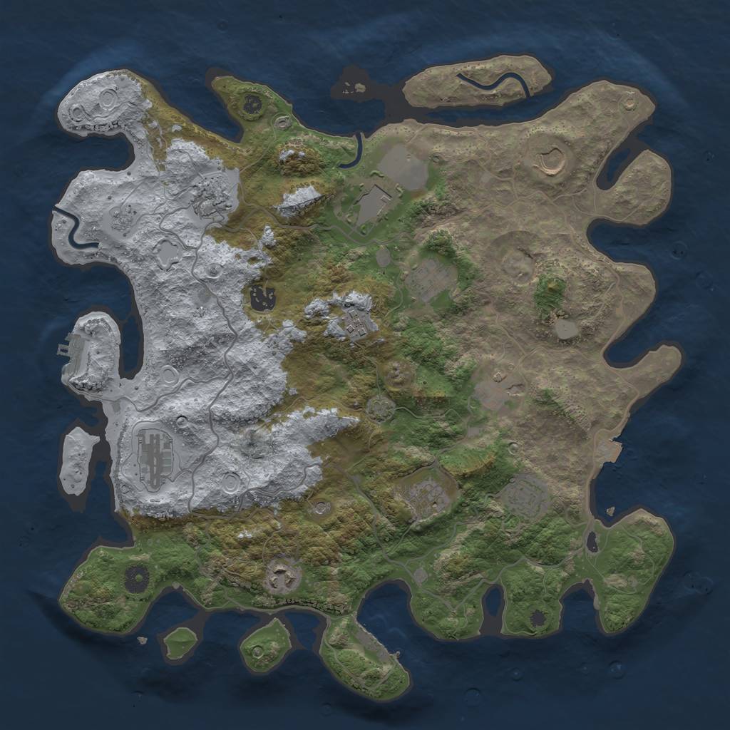 Rust Map: Procedural Map, Size: 4000, Seed: 1384119284, 19 Monuments