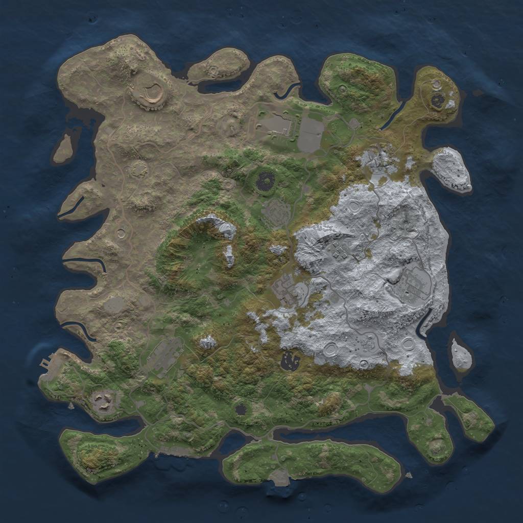 Rust Map: Procedural Map, Size: 4000, Seed: 1013369310, 18 Monuments